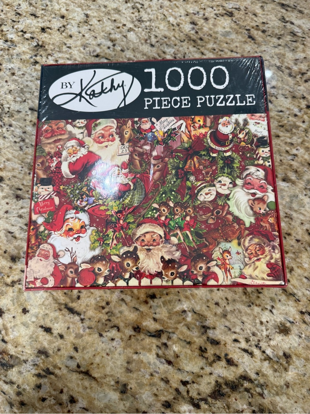 NIB Sealed Primitives By Kathy Retro Santa Collage 1000 Pc Puzzle